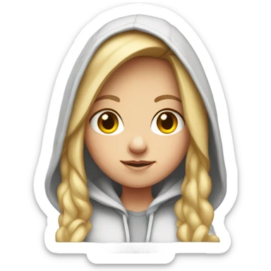 White Girl wearing hoodie with hood down sticker