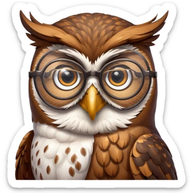 Owl with reading glasses sticker