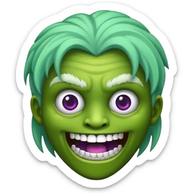 Zumbi verde com dentes prata e cabelo roxo novo sticker