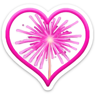 Neon pink fireworks that form a heart  sticker