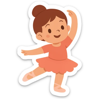 flat toon style 5 year old girl performing ballet sticker