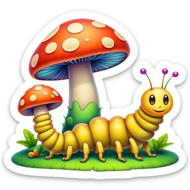 60s mushroom and a caterpillar  sticker