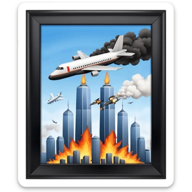 Twin towers with an airplane sticker