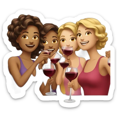 four wine drinking ladies sticker