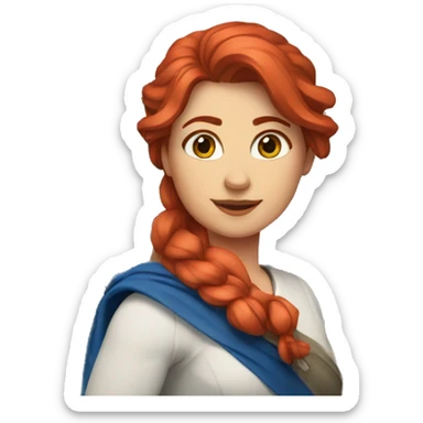 a red hair female on summit with greek flag sticker