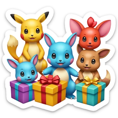 pokemans giving each other things sticker