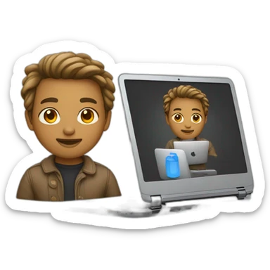 developer on mac laptop light skin tone sticker