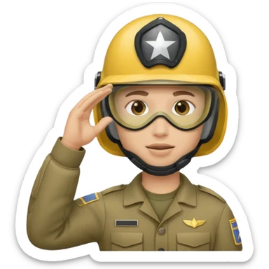 Soldier saluting with helmet + face mask sticker