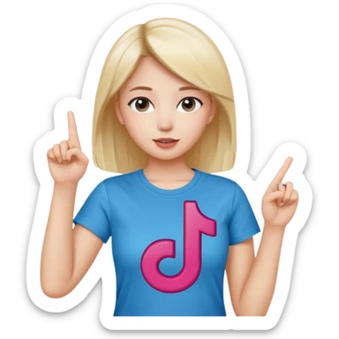 Girl with tiktok logo point up with one finger  sticker