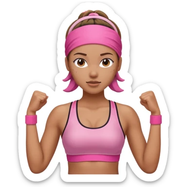 gym girl with pink headband sticker
