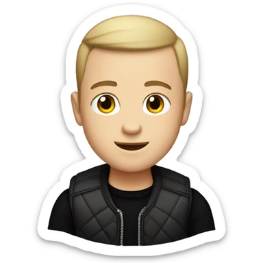 White boy with buzz cut in black sweater vest sticker