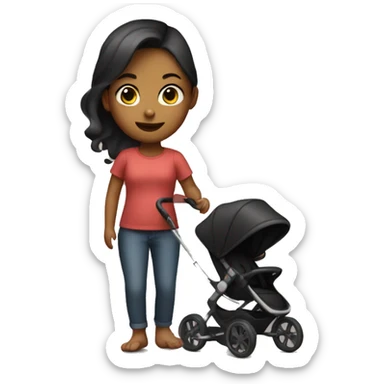 girl with black baby stroller sticker