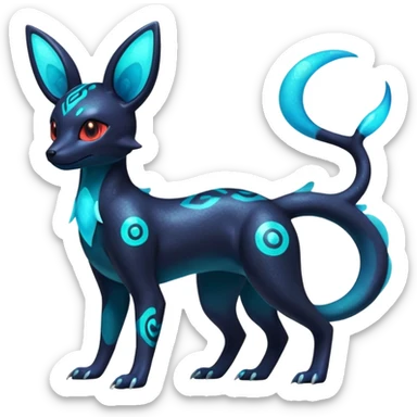 Shiny Aural Iridescent Fluorescent Bioluminescent Umbreon-Amaura-Salandit-Salamence-Fakémon-fusion (full body) sticker