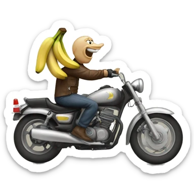 Old motorcycle rider eating a banana ￼ sticker