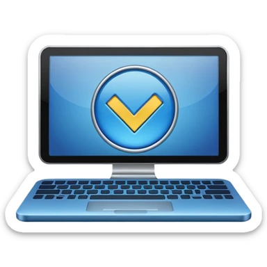 Computer with checkmark sticker