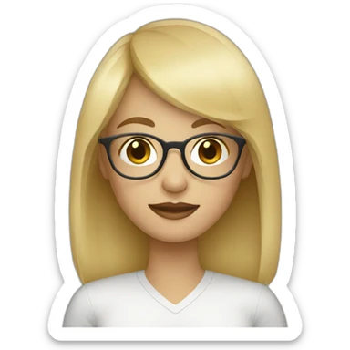 blonde visual designer with glasses and bangs sticker