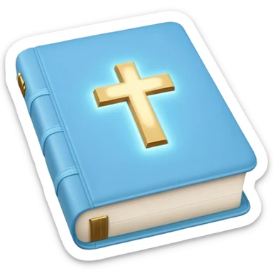 a pastel baby blue bible glowing  sticker