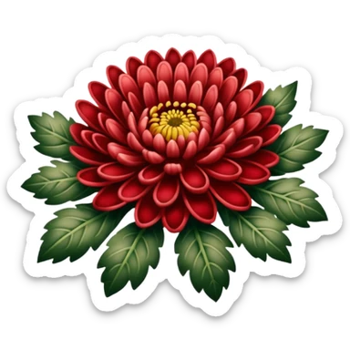 chrysanthemum flower red tattoo sticker