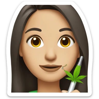 Pretty brunette woman holding weed pen sticker