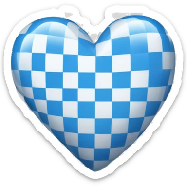 A blue and white checkered heart sticker