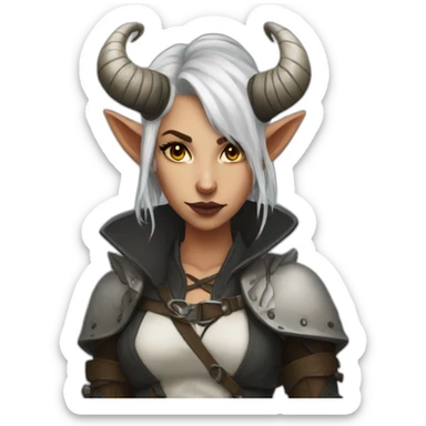 White tiefling rogue girl sticker