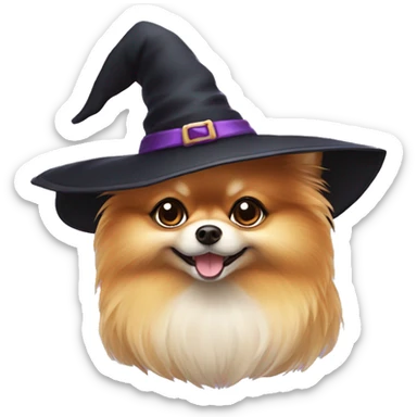 pomeranian WITCH HAT sticker