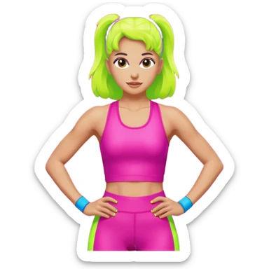 glow 80's work out sticker