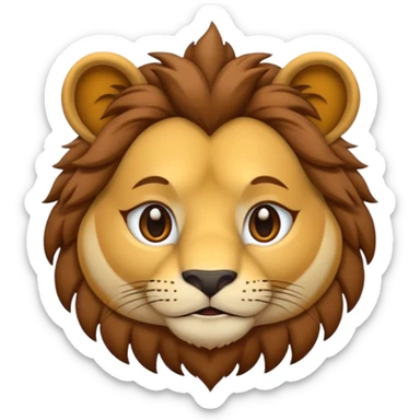 As un emoji de un león haciendo cara de malo con la melena un poco larga sticker