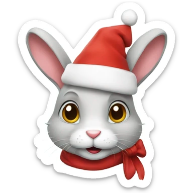 Rabbit wearing a Santa hat  sticker