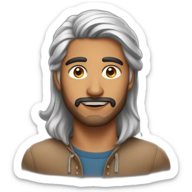 Indian man in his 20s with a light beard which is thicker near the chin and stylish hair which is long on one side covering the top of the ear sticker