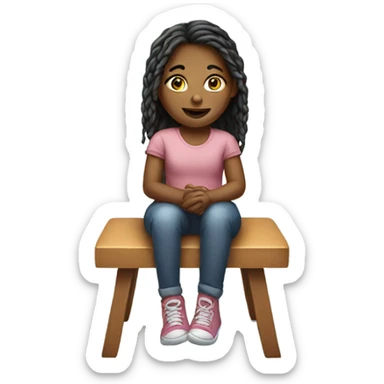 realistic portrait of a girl sitting on a chair sticker