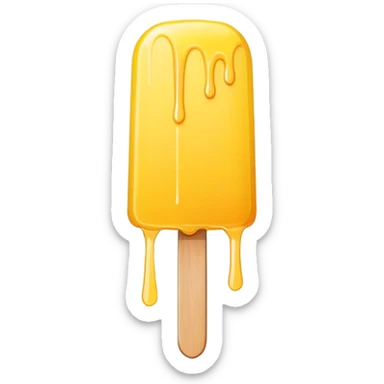 Long thing yellow popsicle with rounded top and dripping  sticker