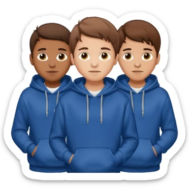 Four young men with brown hair, wearing hoodies sticker