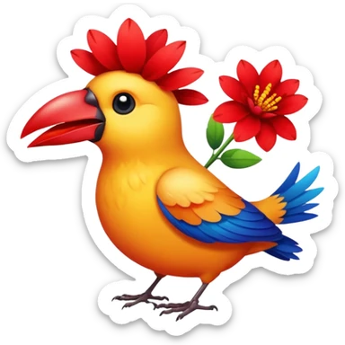 A bird carrying a red flower in its mouse  sticker
