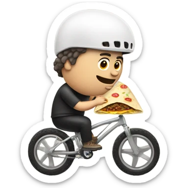 Fat white bike rider eating a burrito sticker