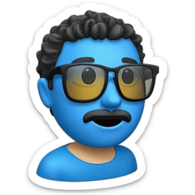 CARA DE CHICO CON GAFAS DE PASTA AZULES SIN VIGOTE Y PELO CORTO NEGRO CON FLEQUILLO DE PUNTA sticker