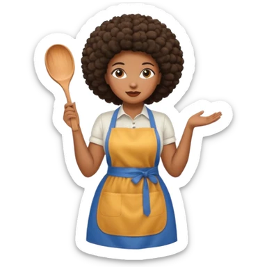 Mujer curvy afro, con vestimenta cómoda y delantal sticker