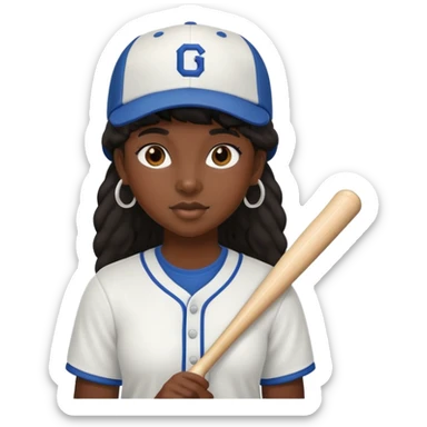 Black girl with mullet and a baseball hat sticker
