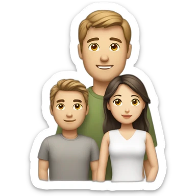 Brown hair white man and asian woman couole sticker