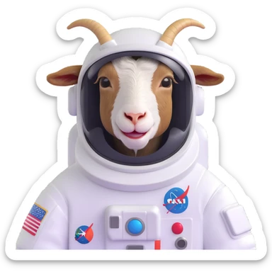 goat astronaut with helmet sticker