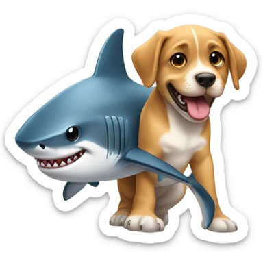 A shark with a puppy sticker