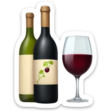 wine bottle and glass sticker