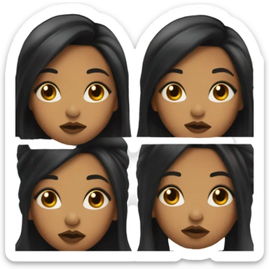 Light skin black girl with long black hair making duck lips sticker