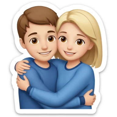 Boy and girl hugging each other in love sticker