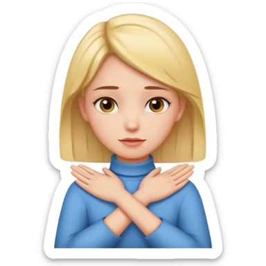 hands crossed holding neck girl sticker