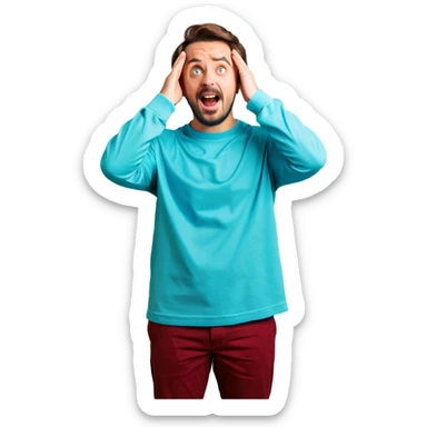 Confused emotion with hands up in air sticker