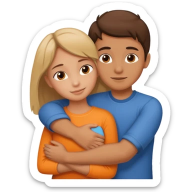 A girl and a boy hugging each other sticker