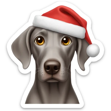 Weimaraner wearing a Christmas hat  sticker