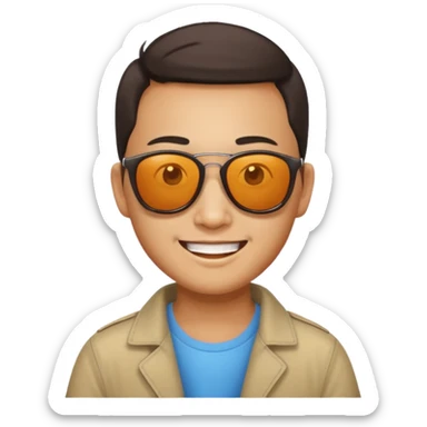 Photorealistic Chinese tourist wearing sunglasses sticker