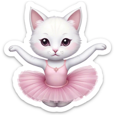 Ballerina white cat sticker
